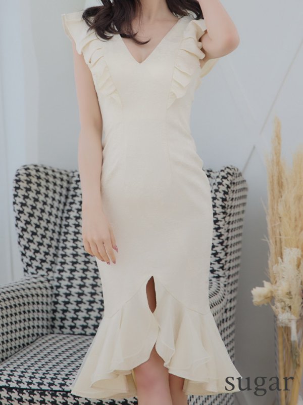 画像12: Lサイズあり【DEA./ディア】マーメイド/ フリル/ バストカット/ ワンピース/ ミディアムドレス/ キャバドレス【OF08】