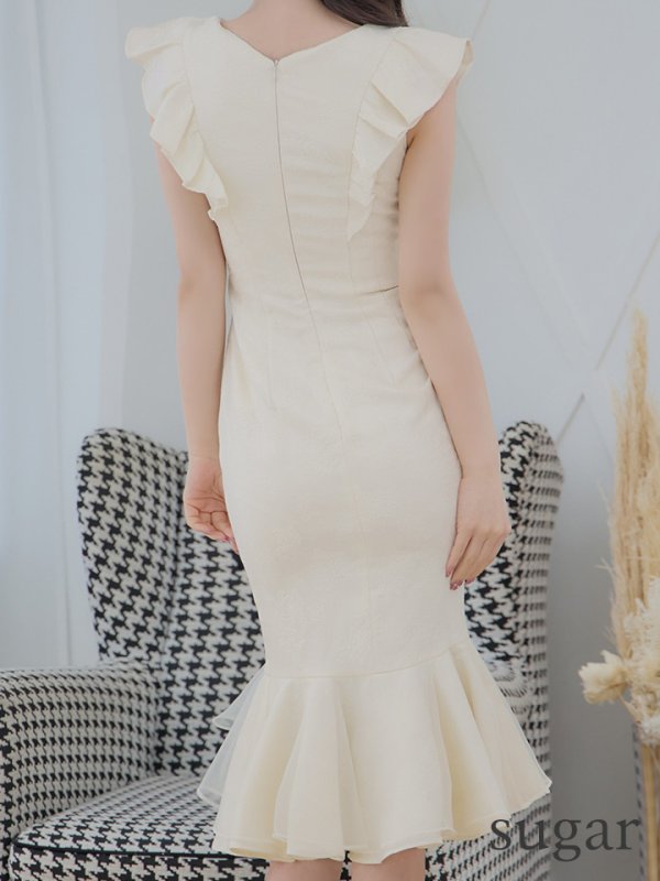 画像13: Lサイズあり【DEA./ディア】マーメイド/ フリル/ バストカット/ ワンピース/ ミディアムドレス/ キャバドレス【OF08】