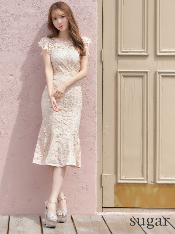 画像8: Lサイズあり【DEA./ディア】マーメイド/ フローラルレース/ ミディアム丈/ キャバドレス【OF08】