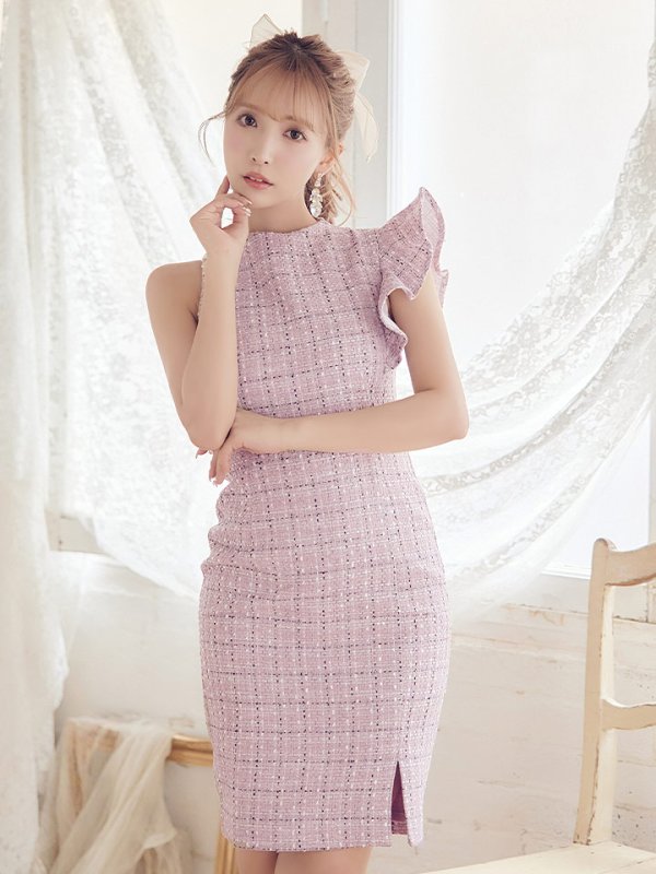 画像45: 門りょうちゃん着用☆Lサイズあり【DEA./ディア】ラメツイード/ アシンメトリー/ フリル/ タイト/ ミディアム丈/ ワンピース/ ミニドレス/ キャバドレス【OF08】