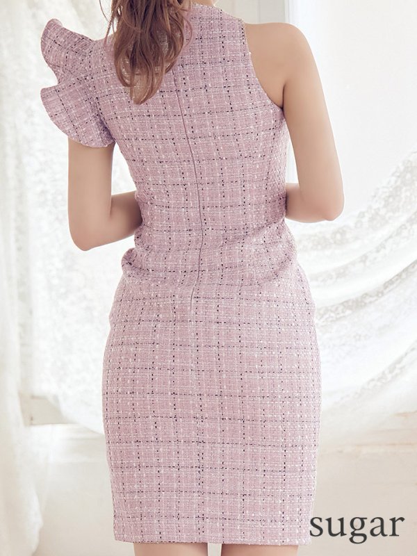 画像48: 門りょうちゃん着用☆Lサイズあり【DEA./ディア】ラメツイード/ アシンメトリー/ フリル/ タイト/ ミディアム丈/ ワンピース/ ミニドレス/ キャバドレス【OF08】