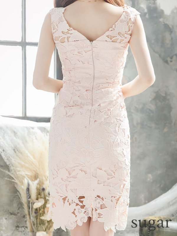 画像11: XS?Lサイズあり【DEA./ディア】ワンピース/ ケミカルレース/ ノースリーブ/ タイト/ ひざ丈/ ミディアムドレス/ キャバドレス【OF08】