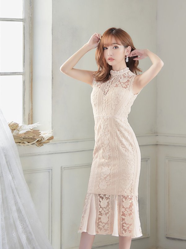 画像5: Lサイズあり【DEA./ディア】マーメイド/ ケミカルレース/ ノースリーブ/ ワンピース/ ミモレ丈/ ミディアムドレス/ キャバドレス【OF08】