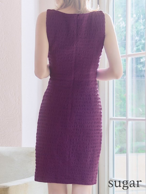 画像9: XS-Lサイズあり☆【DEA./ディア】ジップ/ ZIP/ ワッフル/ ノースリーブ/ タイト/ ミディアム丈/ キャバドレス【OF08】