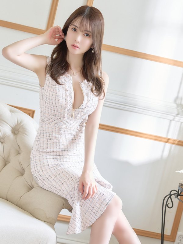 画像6: XS-Lサイズあり【DEA./ディア】マーメイド/ ラメツイード/ アシンメトリーフリル/ フロントジップ/ ミディアムドレス/ キャバドレス【OF08】