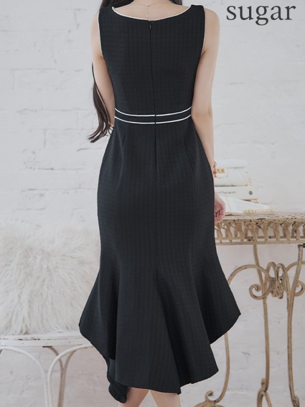 画像9: XS-Lサイズあり【DEA./ディア】スプリングツイード/ マーメイド/ アシンメトリー裾/ ジップ/ タイト/ ミディアム丈/ ワンピース/ キャバドレス【OF08】