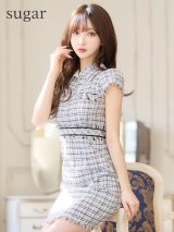 XS-Lサイズあり【DEA. by ROBE de FLEURS/ディアバイローブドフルール】ジッパー/ 襟付き/ 半袖/ 袖あり/ スプリングツイード/ タイト/ ミニドレス/ キャバドレス[OF2]