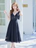 画像2: Lサイズあり【DEA.by ROBE de FLEURS/ディアバイローブドフルール】ショルダーリボン/ チュール/ フレア/ Aライン/ ストレッチ/ ミディアム丈/ ワンピース/ キャバドレス[OF2] (2)
