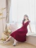 画像19: Lサイズあり【DEA.by ROBE de FLEURS/ディアバイローブドフルール】ショルダーリボン/ チュール/ フレア/ Aライン/ ストレッチ/ ミディアム丈/ ワンピース/ キャバドレス[OF2]