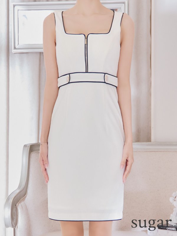 画像12: 門りょうちゃん着用 XS-Lサイズあり【DEA./ディア】 ジップ/ シンプル/ ワンカラー/ノースリーブ/ タイト/ ミディアムドレス/ キャバドレス【OF08】