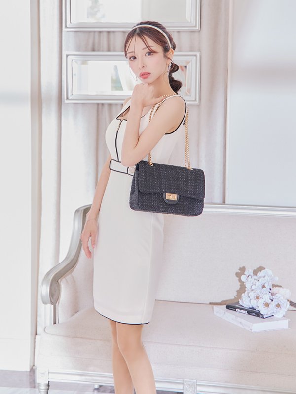 画像3: 門りょうちゃん着用 XS-Lサイズあり【DEA./ディア】 ジップ/ シンプル/ ワンカラー/ノースリーブ/ タイト/ ミディアムドレス/ キャバドレス【OF08】