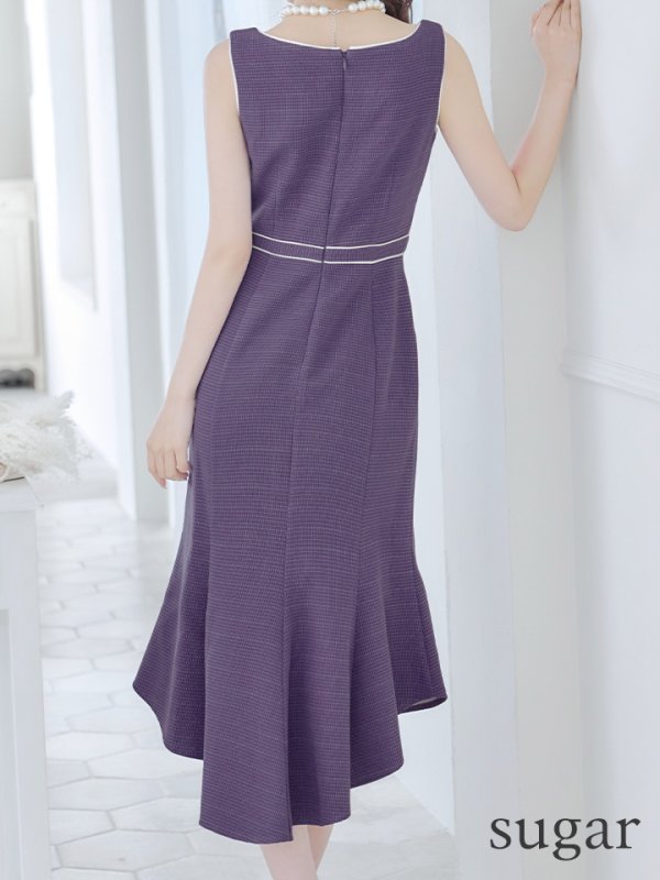 画像9: Lサイズあり【DEA./ディア】アシンメトリー裾/ フロントジッパー/ ノースリーブ/ ミディアム丈/ ミモレ丈/ ミディアムドレス/ キャバドレス【OF08】