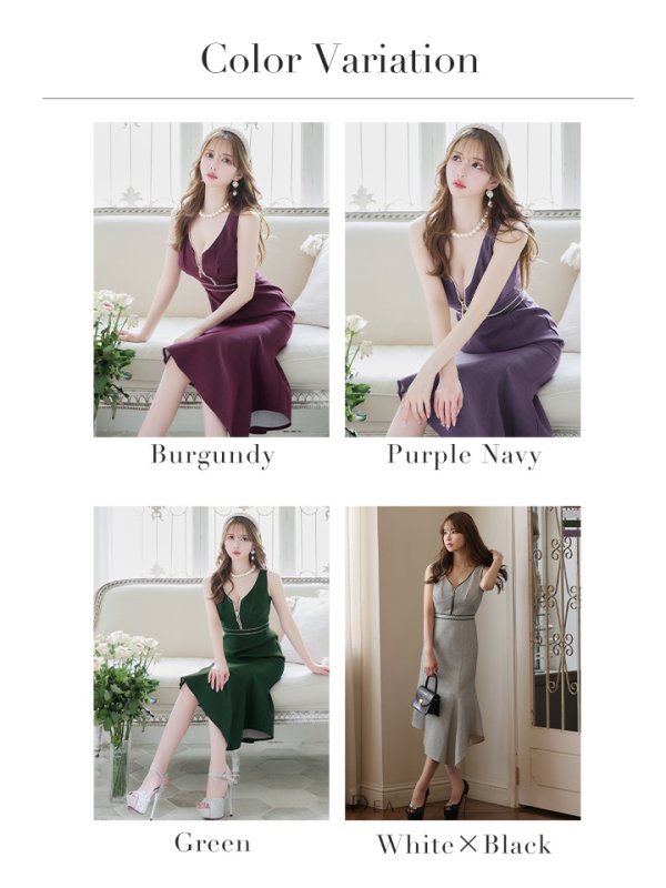 画像24: Lサイズあり【DEA./ディア】アシンメトリー裾/ フロントジッパー/ ノースリーブ/ ミディアム丈/ ミモレ丈/ ミディアムドレス/ キャバドレス【OF08】