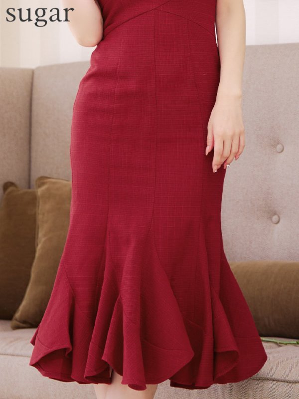 画像17: XS-Lサイズあり【DEA./ディア】ショルダーリボン/ マーメイド/ ノースリーブ/ ワンカラー/ ミモレ丈/ ミディアムドレス/ キャバドレス【OF08】