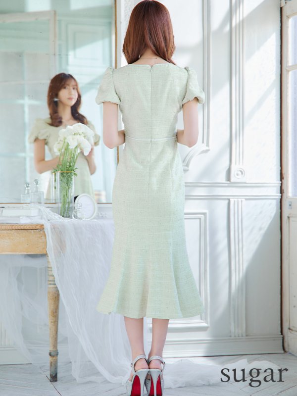 画像13: Lサイズあり【DEA./ディア】フロントジッパー/ パフスリーブ/ ミディアム丈/ ワンピース/ キャバドレス【OF08】