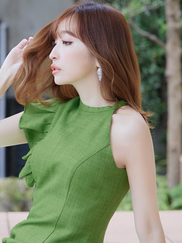 画像3: Lサイズあり【DEA./ディア】スプリングツイード/ アシンメトリー/ フリル/ ワンカラー/ ミニドレス/ キャバドレス【OF08】