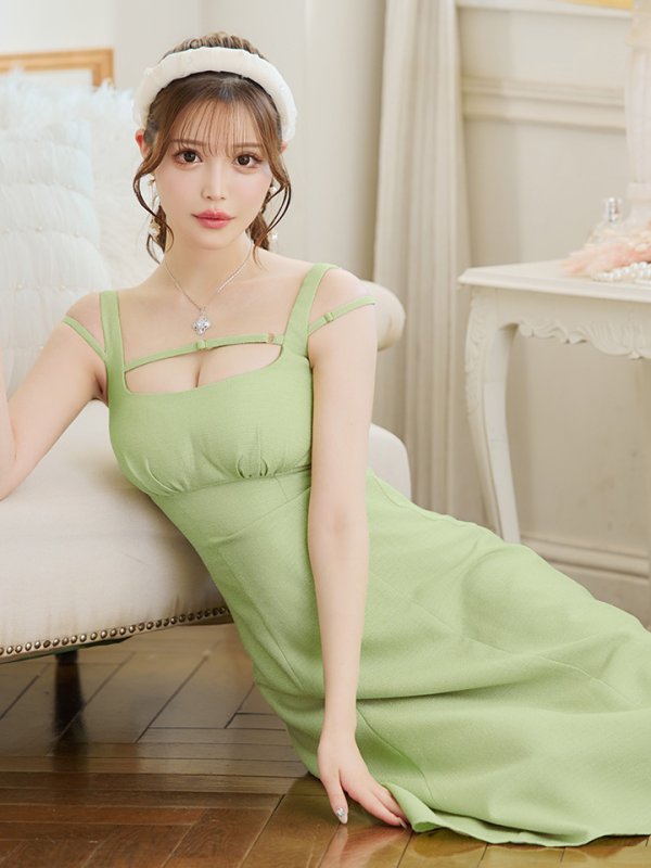 画像5: Lサイズあり【DEA./ディア】サマーツイード/ ノースリーブ/ シンプル/ ワンカラー/ ミモレ丈/ Aライン/ ミディアムドレス/ キャバドレス【OF08】