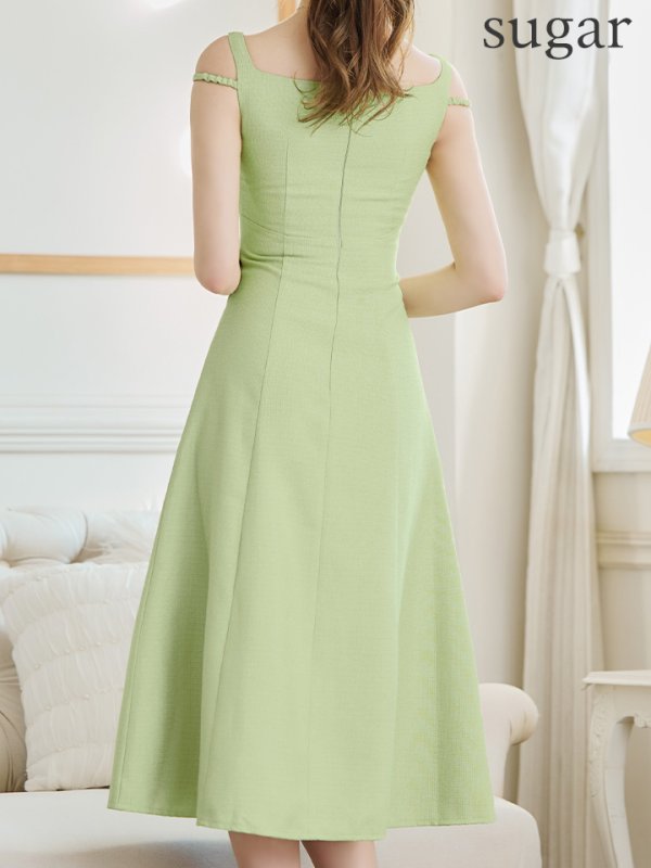 画像9: Lサイズあり【DEA./ディア】サマーツイード/ ノースリーブ/ シンプル/ ワンカラー/ ミモレ丈/ Aライン/ ミディアムドレス/ キャバドレス【OF08】