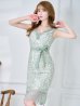 画像4: Lサイズあり【DEA. by ROBE de FLEURS/ディアバイローブドフルール】フラワーモチーフ/ リボンベルト/ 総レース/ ノースリーブ/ 膝丈/ タイト/ ミディアムドレス/ キャバドレス[OF2]