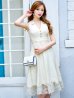 画像2: XS-Lサイズあり【DEA.by ROBE de FLEURS/ディアバイローブドフルール】裾レース/ ノースリーブ/ サマーツイード/ フレア/ ミディアムドレス/ キャバドレス[OF2] (2)