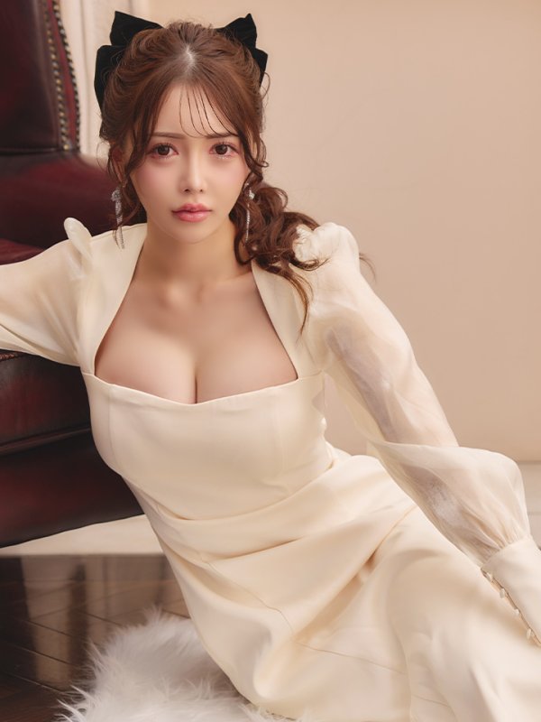 画像6: Lサイズあり【DEA./ディア】マーメイド/ オーガンジースリーブ/ スクエアネック/ サマー/ サテン/ ワンピース/ ロングドレス/ キャバドレス long[OF08]