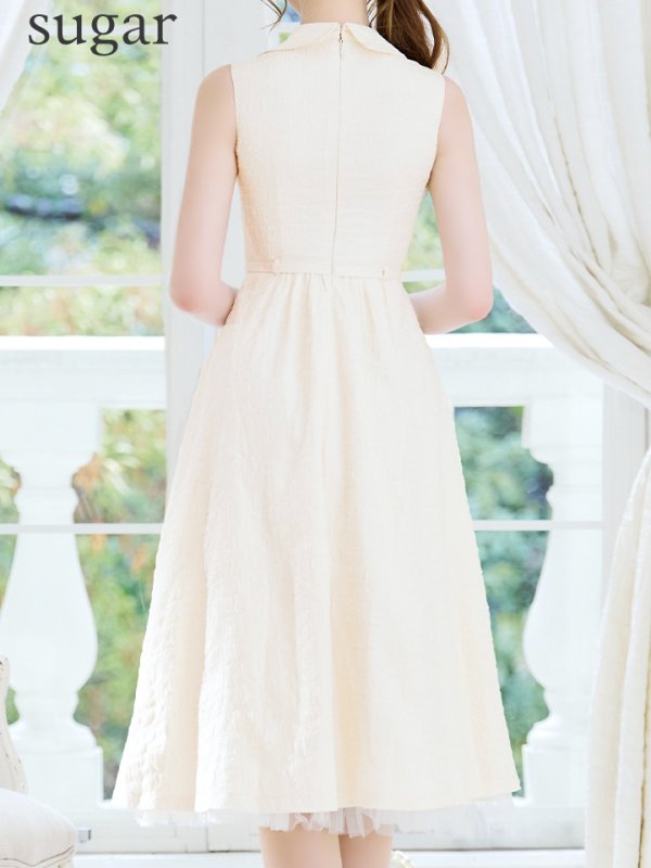 画像10: Lサイズあり【DEA./ディア】襟付き/ ノースリーブ/ ボリュームフレア/ ミディアムドレス/ キャバドレス【OF08】