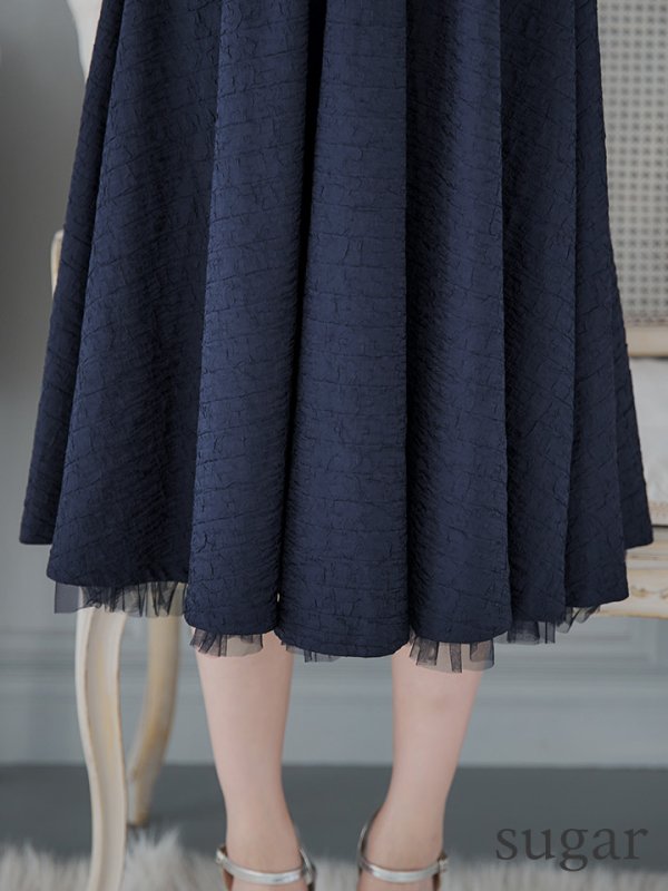 画像43: Lサイズあり【DEA./ディア】襟付き/ ノースリーブ/ ボリュームフレア/ ミディアムドレス/ キャバドレス【OF08】