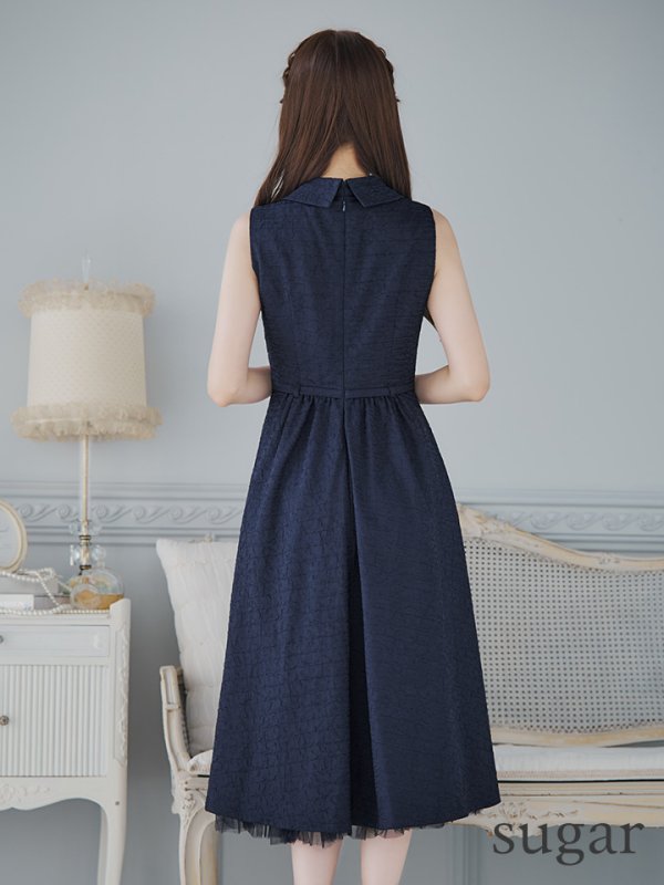 画像41: Lサイズあり【DEA./ディア】襟付き/ ノースリーブ/ ボリュームフレア/ ミディアムドレス/ キャバドレス【OF08】