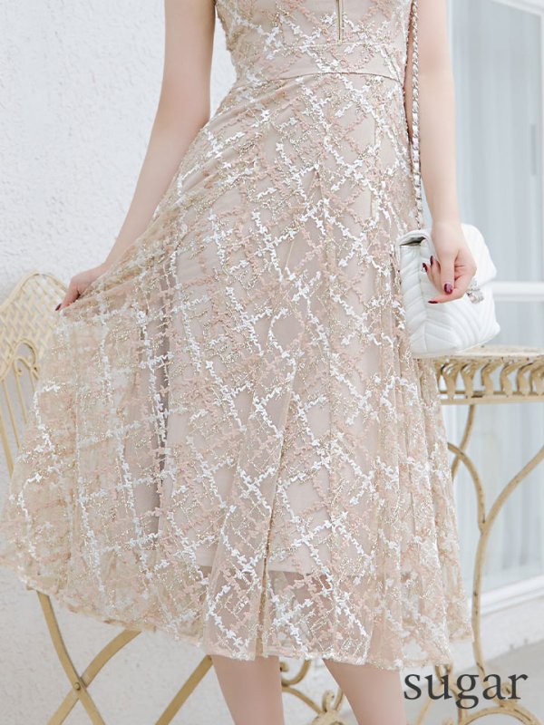 画像14: Lサイズあり【DEA./ディア】バストシッパー/ ノースリーブ/ 刺繍レース/ フレア/ ワンピース/ ロングドレス/ キャバドレス long【OF08】