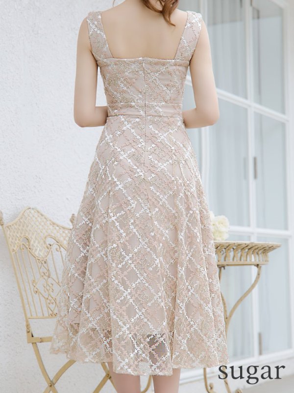 画像12: Lサイズあり【DEA./ディア】バストシッパー/ ノースリーブ/ 刺繍レース/ フレア/ ワンピース/ ロングドレス/ キャバドレス long【OF08】