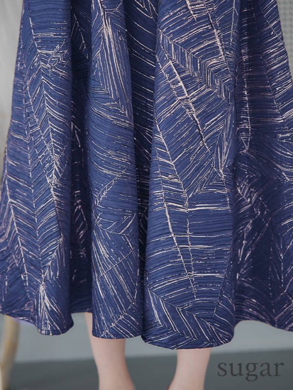 画像24: Lサイズあり【DEA./ディア】ジャガード/ フレア/ サテンリボン/ ミモレ丈/ ミディアムドレス/ キャバドレス【OF08】