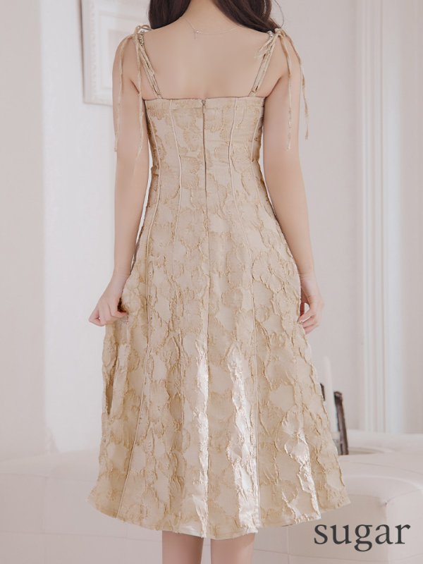 画像13: Lサイズあり【DEA./ディア】花柄ジャガード/ パイピング/ フレア/ ミモレ丈/ ミディアムドレス/ キャバドレス【OF08】