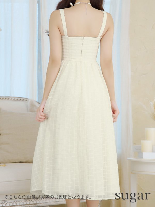 画像8: Lサイズあり【DEA./ディア】ホルターリボン取り外し可能/ バストジップ/ 刺繍レース/ フレア/ ワンピース/ ミモレ丈/ ミディアムドレス/ キャバドレス long【OF08】