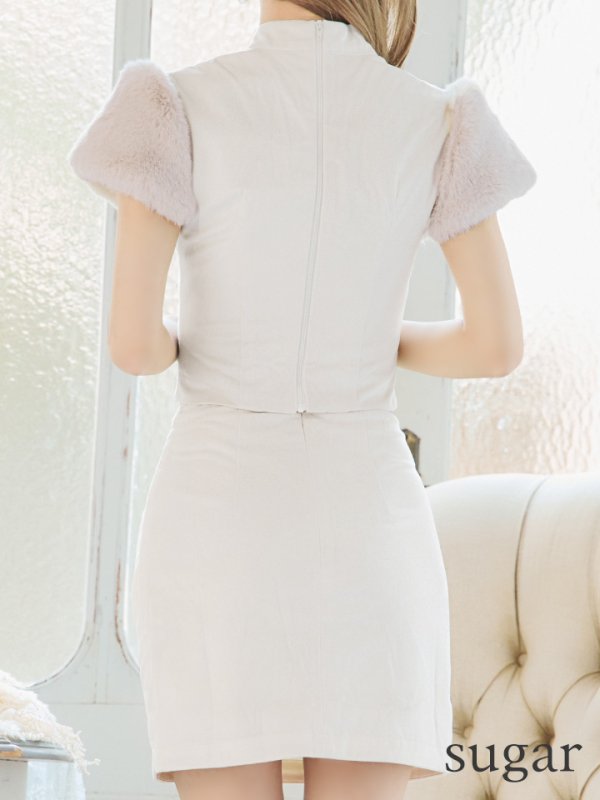 画像9: XSサイズあり【DEA./ディア】セットアップ/ ファー/ ベルベット/ 半袖/ タイト/ ミニドレス/ キャバドレス【OF08】
