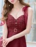 画像16: Lサイズあり【DEA. by ROBE de FLEURS/ディアバイローブドフルール】ラメツイード/ チェックオーガンジー/ キャミソール/ Aライン/ フレア/ ミモレ丈/ ミディアム丈/ ワンピース/ ミディアムドレス/ キャバドレス[OF2]