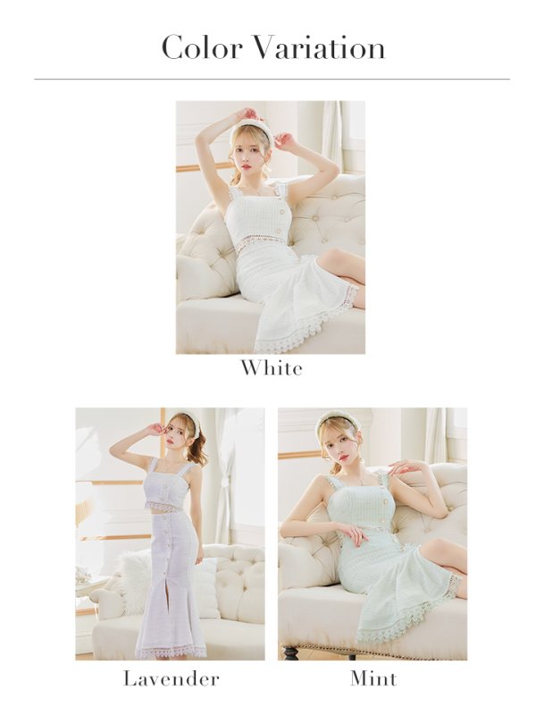 画像30: 再入荷!【DEA./ディア】スプリングツイード/ ノースリーブ/ セットアップ/ レース/ ミモレ丈/ Aライン/ ミディアムドレス/ キャバドレス【OF08】