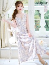 Lサイズあり【DEA. by ROBE de FLEURS/ディアバイローブドフルール】ジャガード/ バストジッパー/ フレア/ ロング/ ミディアムドレス/ キャバドレス[OF2]