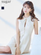 Lサイズあり【DEA.by ROBE de FLEURS/ディアバイローブドフルール】センタージップ/ シンプル/ ノースリーブ/ レディ/ フレア/ ミニドレス/ キャバドレス[OF2]