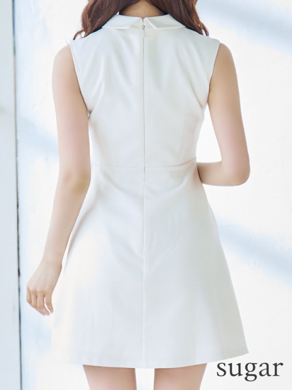 画像9: Lサイズあり【DEA./ディア】センタージップ/ シンプル/ ノースリーブ/ レディ/ フレア/ ミニドレス/ キャバドレス[OF08]