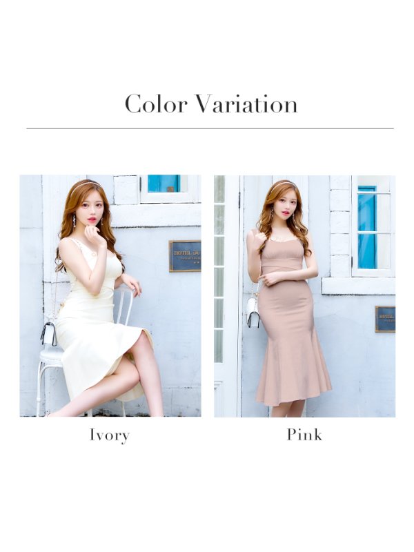 画像22: Lサイズあり【DEA./ディア】ウエストクロス/ リブニット/ マーメイド/ ノースリーブ/ ミディアムドレス/ キャバドレス[OF08]