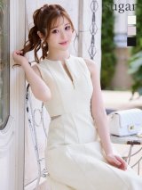 Lサイズあり【DEA.by ROBE de FLEURS/ディアバイローブドフルール】ウエストスリット/ ノースリーブ/ シンプル/ フレア/ ミモレ丈/ ミディアムドレス/ キャバドレス[OF2]