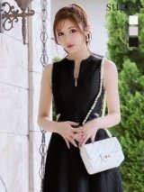 Lサイズあり【DEA.by ROBE de FLEURS/ディアバイローブドフルール】ウエストスリット/ ノースリーブ/ シンプル/ フレア/ ミモレ丈/ ミディアムドレス/ キャバドレス[OF2]