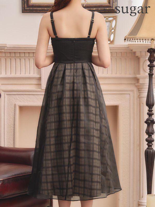 画像16: Lサイズあり【DEA./ディア】ボリューム / チェック/ ツイード/ フレア/ ワンピース/ ロングドレス/ キャバドレス long[OF08]