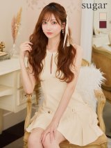 Lサイズあり【DEA.by ROBE de FLEURS/ディアバイローブドフルール】シンプル/ サイドベルトモチーフ/ ノースリーブ/ プリーツ/ フレア/ ミニドレス/ キャバドレス[OF2]【一部予約商品/7月中旬発送予定】