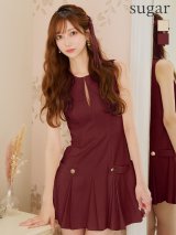 Lサイズあり【DEA.by ROBE de FLEURS/ディアバイローブドフルール】シンプル/ サイドベルトモチーフ/ ノースリーブ/ プリーツ/ フレア/ ミニドレス/ キャバドレス[OF2]【一部予約商品/7月中旬発送予定】