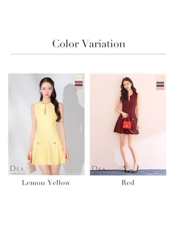 画像45: XS-Lサイズあり【DEA./ディア】シンプル/ サイドベルトモチーフ/ ノースリーブ/ プリーツ/ フレア/ ミニドレス/ キャバドレス[OF08]