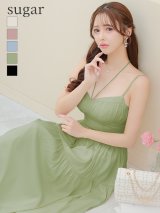 Lサイズあり【DEA.by ROBE de FLEURS/ディアバイローブドフルール】ラメシフォン/ フレア/ ロング/ ワンピース/ ミモレ丈/ ミディアムドレス/ キャバドレス long[OF2]