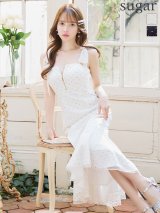 Lサイズあり【DEA.by ROBE de FLEURS/ディアバイローブドフルール】ドットチュール/ マーメイド/ キャミ/ ミディアムドレス/ キャバドレス long[OF2]