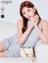 【予約商品/7月下旬発送予定】XSサイズあり【DEA./ディア】ドットシフォン/ ホルターネック/ フレア/ セットアップ/ミニドレス/ キャバドレス[OF2]