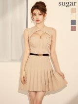 【予約商品/9月上旬発送予定】XSサイズあり【DEA./ディア】バストカット/ ベルト/ フィンプリーツ/ セミフレア/ ミニドレス/ キャバドレス【HC02】
